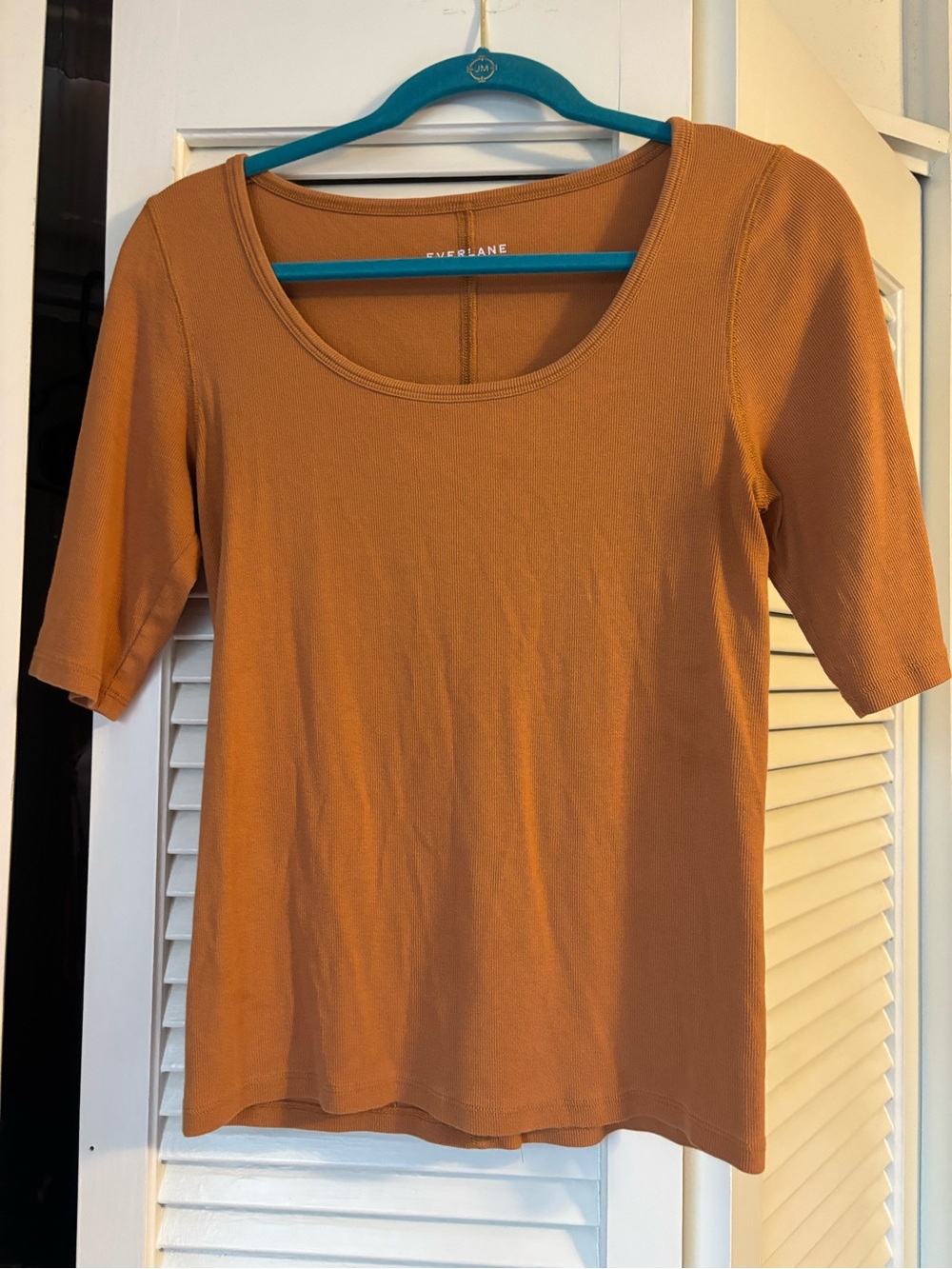 EVERLANE Women's Scoop Neck Elbow-Sleeve Top — Rust L